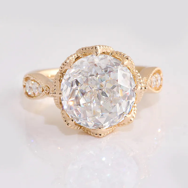 10K-18K , Luxury Design Petal Jubilee Cut Moissanite Rings