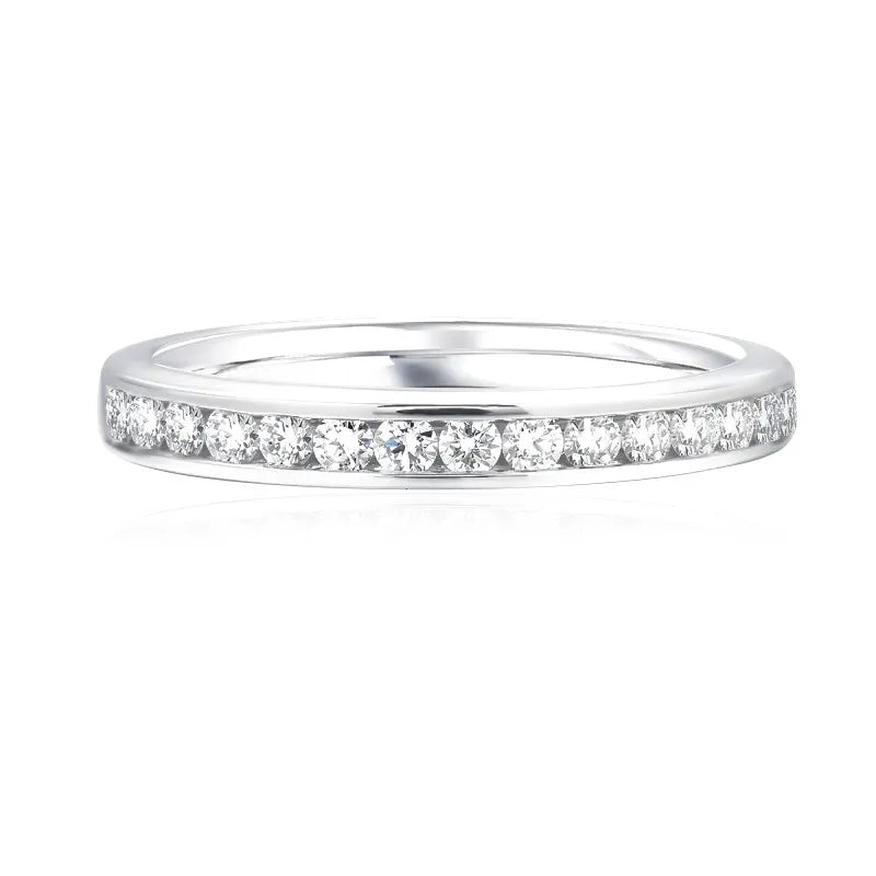 10K-18K , Half-Way 2.2mm Moissanite Wedding Band ,Wedding Rings