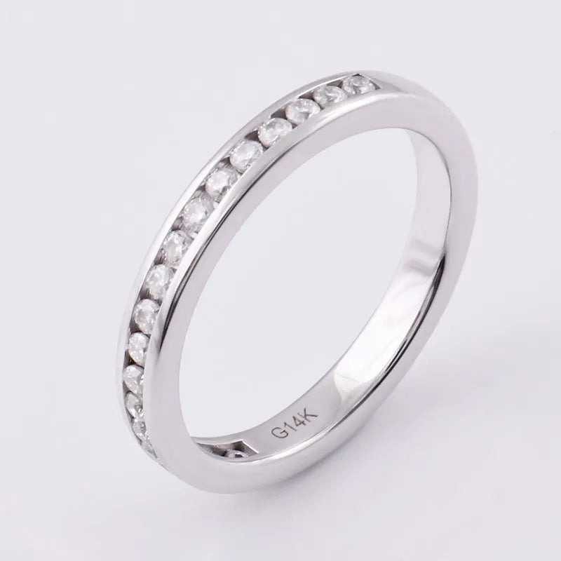 10K-18K , Half-Way 2.2mm Moissanite Wedding Band ,Wedding Rings