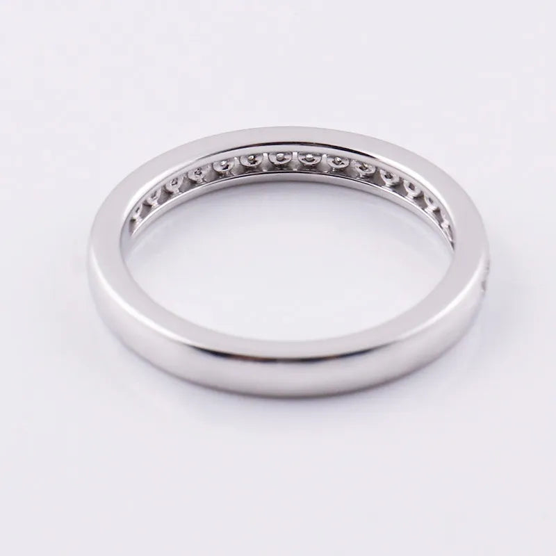 10K-18K , Half-Way 2.2mm Moissanite Wedding Band ,Wedding Rings