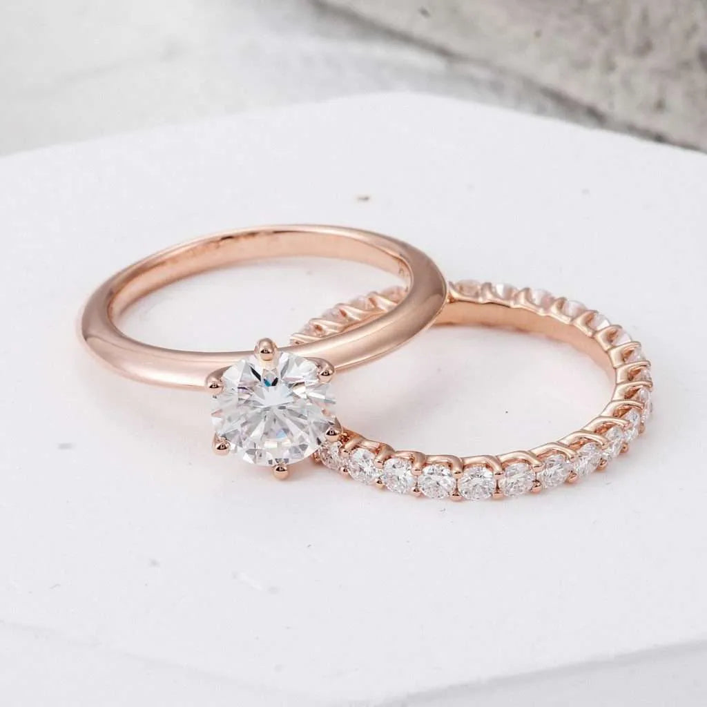 Solitaire Engagement Ring And Eternity Wedding Bands ,Wedding Rings