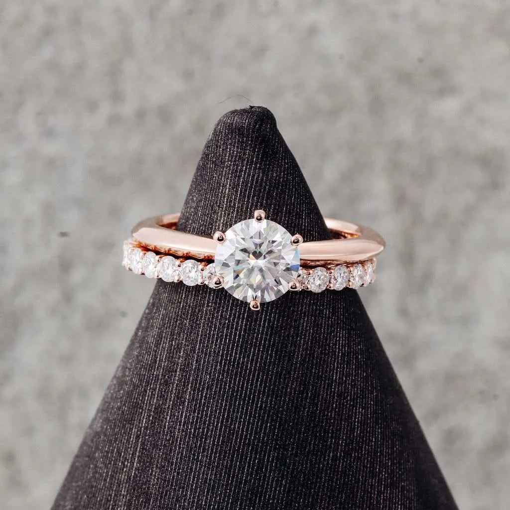 Solitaire Engagement Ring And Eternity Wedding Bands ,Wedding Rings