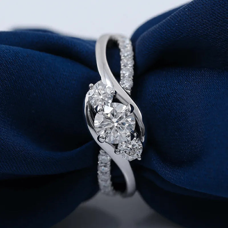 10K-18K , Three Stone Petite Twisted Vine Engagement Ring