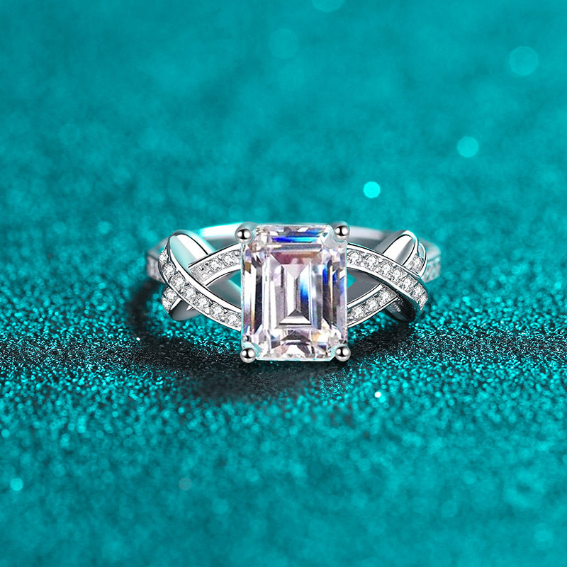 MOISSANITE ENGAGEMENT RING, Emerald Cut3CT-5CT, Wedding Ring,Claasic and Vintage