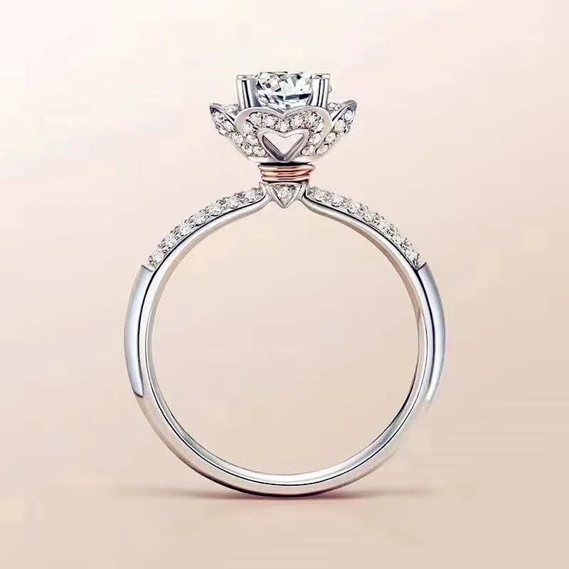 MOISSANITE ENGAGEMENT RING, ROUND CUT 1.00CT, CLASSIC FOUR CLAW SETTING,Synthetic diamonds