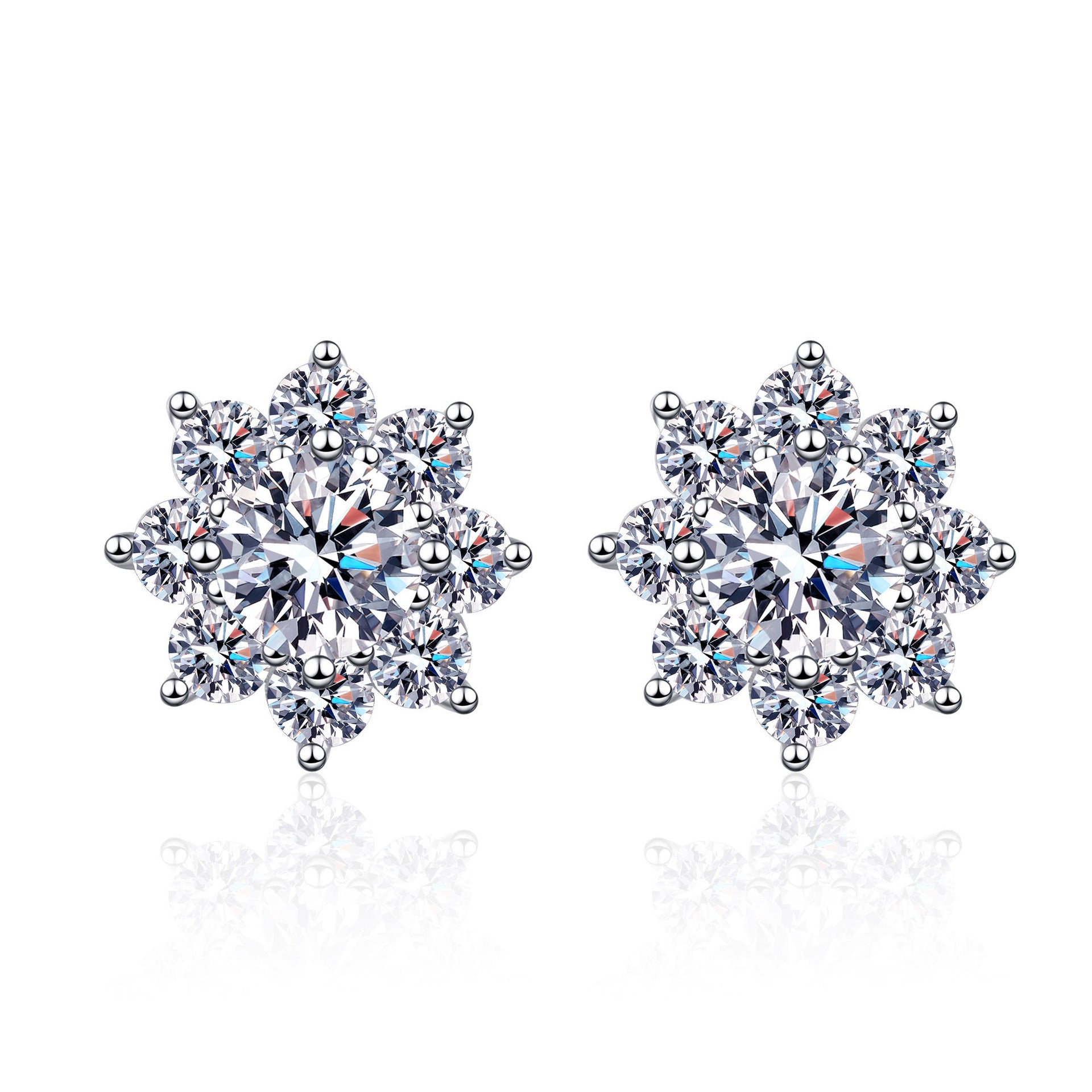 MOISSANITE CLASSIC STUD EARRINGS- Platinum Plated  - Round Cut