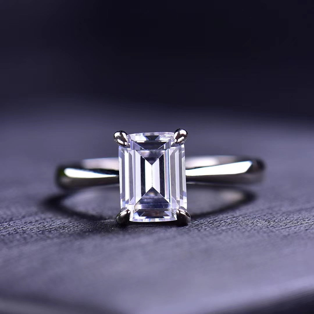 MOISSANITE ENGAGEMENT RING, Assher Cut 1.00-2.00CT,  VINTAGE STYLE BRIDAL RING SET