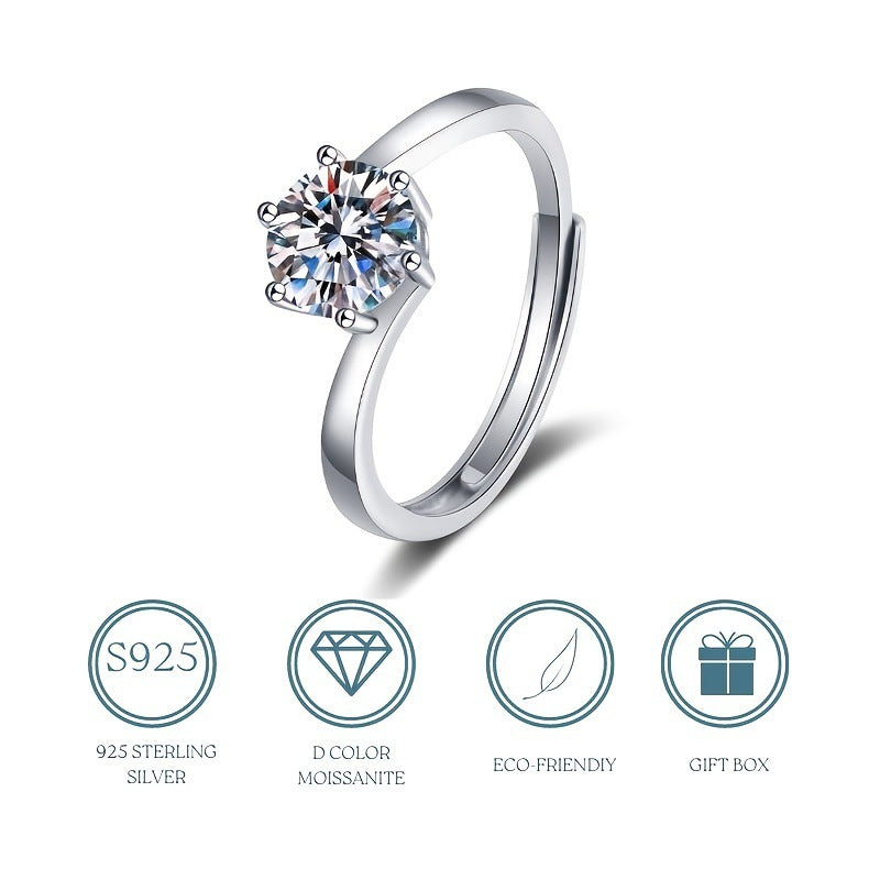 MOISSANITE ENGAGEMENT RING, ROUND CUT 1.00CT, CLASSIC FOUR CLAW SETTING,Synthetic diamonds