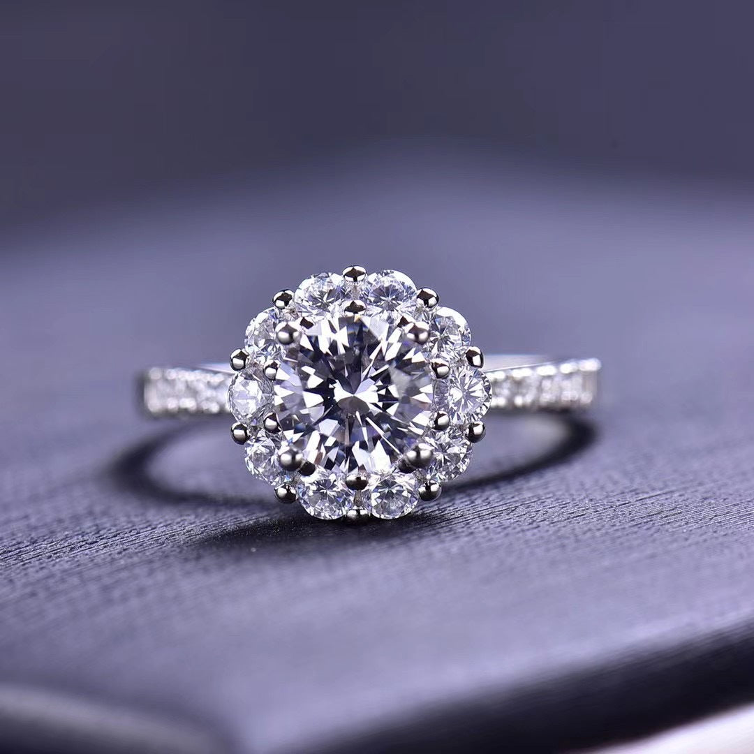 MOISSANITE ENGAGEMENT RING, Round Cut 0.50CT-1CT, Diamond Wedding Ring