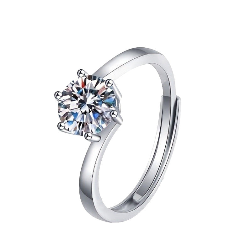 MOISSANITE ENGAGEMENT RING, ROUND CUT 1.00CT, CLASSIC FOUR CLAW SETTING,Synthetic diamonds