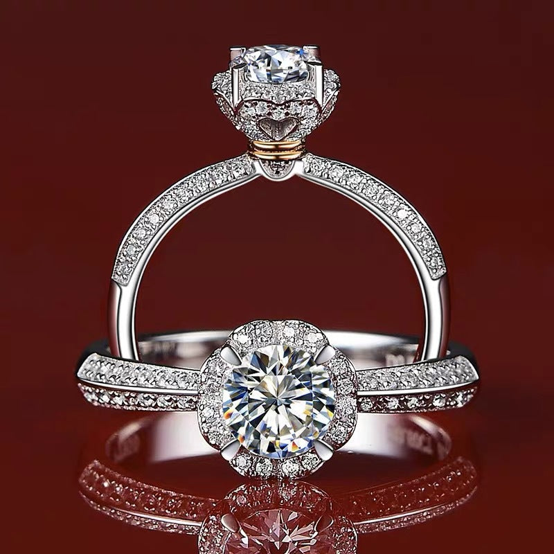 MOISSANITE ENGAGEMENT RING, ROUND CUT 1.00CT, CLASSIC FOUR CLAW SETTING,Synthetic diamonds