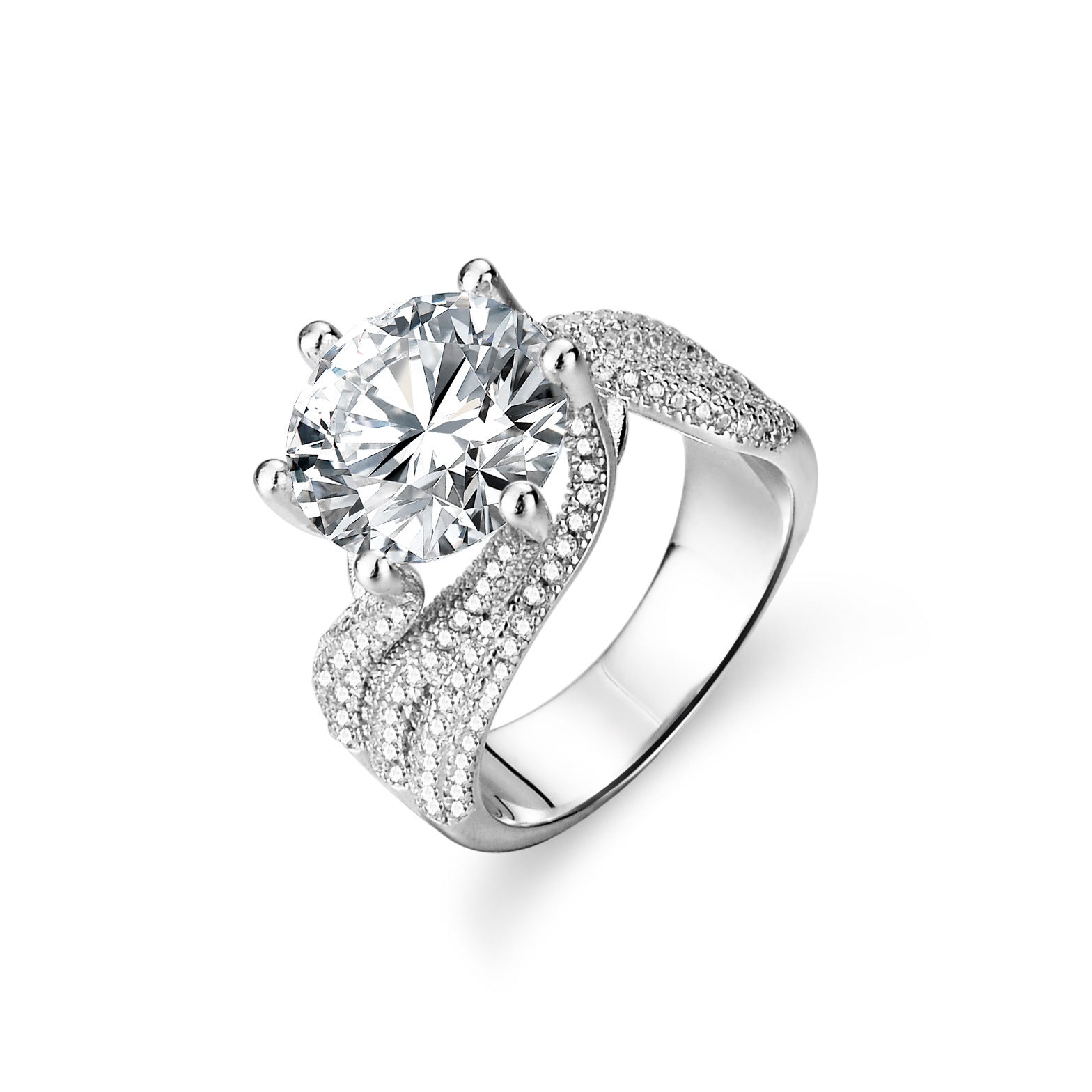 MOISSANITE ENGAGEMENT RING,ROUND CUT 3CT-5CT, HIDDEN HALO,Synthetic diamonds