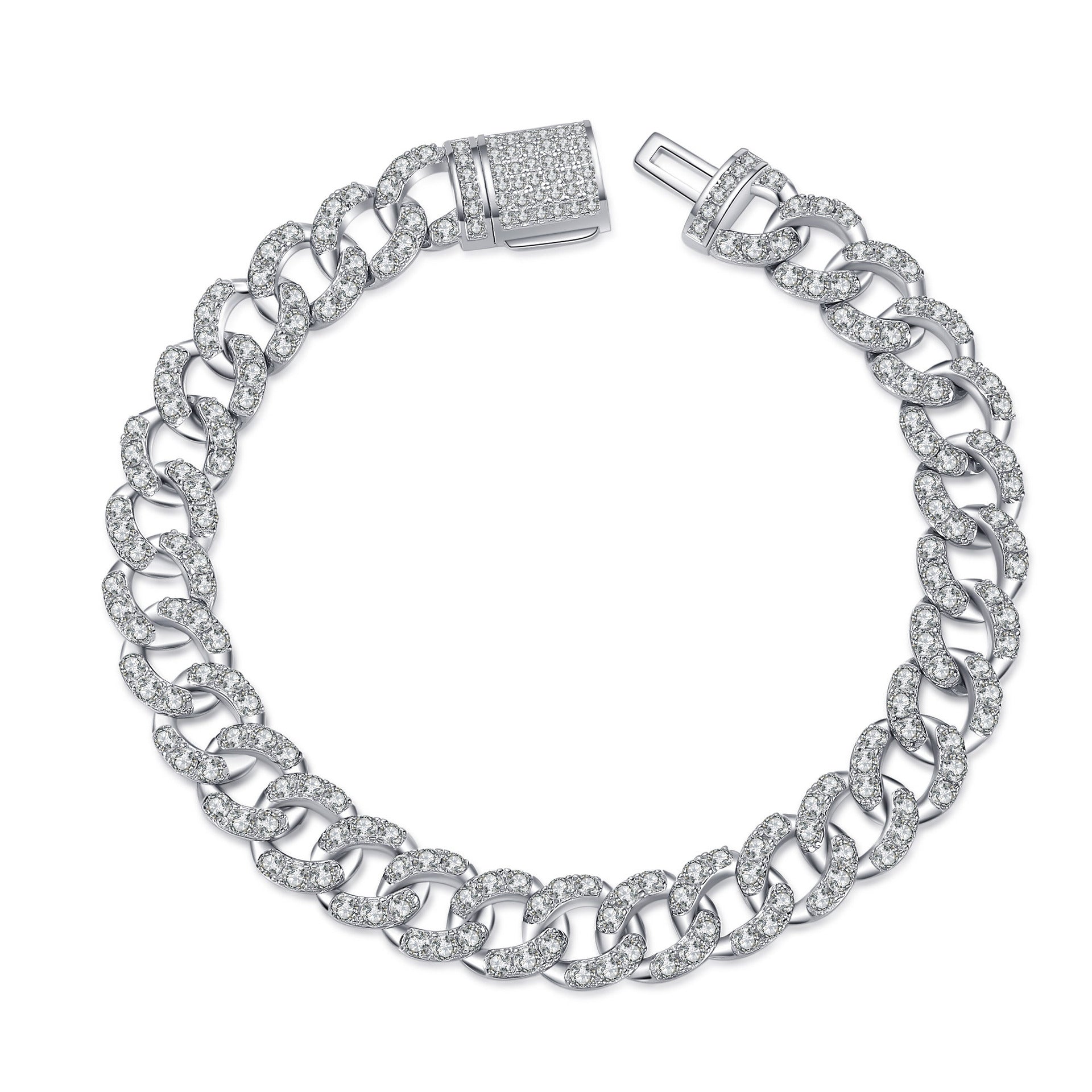 MOISSANITE Bezel Setting Tennis Bracelet- Platinum Plated - Round Cut