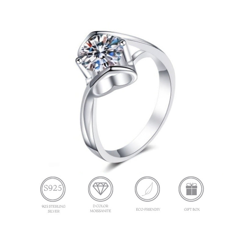 MOISSANITE ENGAGEMENT RING, ROUND CUT 0.5CT-1.00CT, CLASSIC FOUR CLAW SETTING,Synthetic diamonds