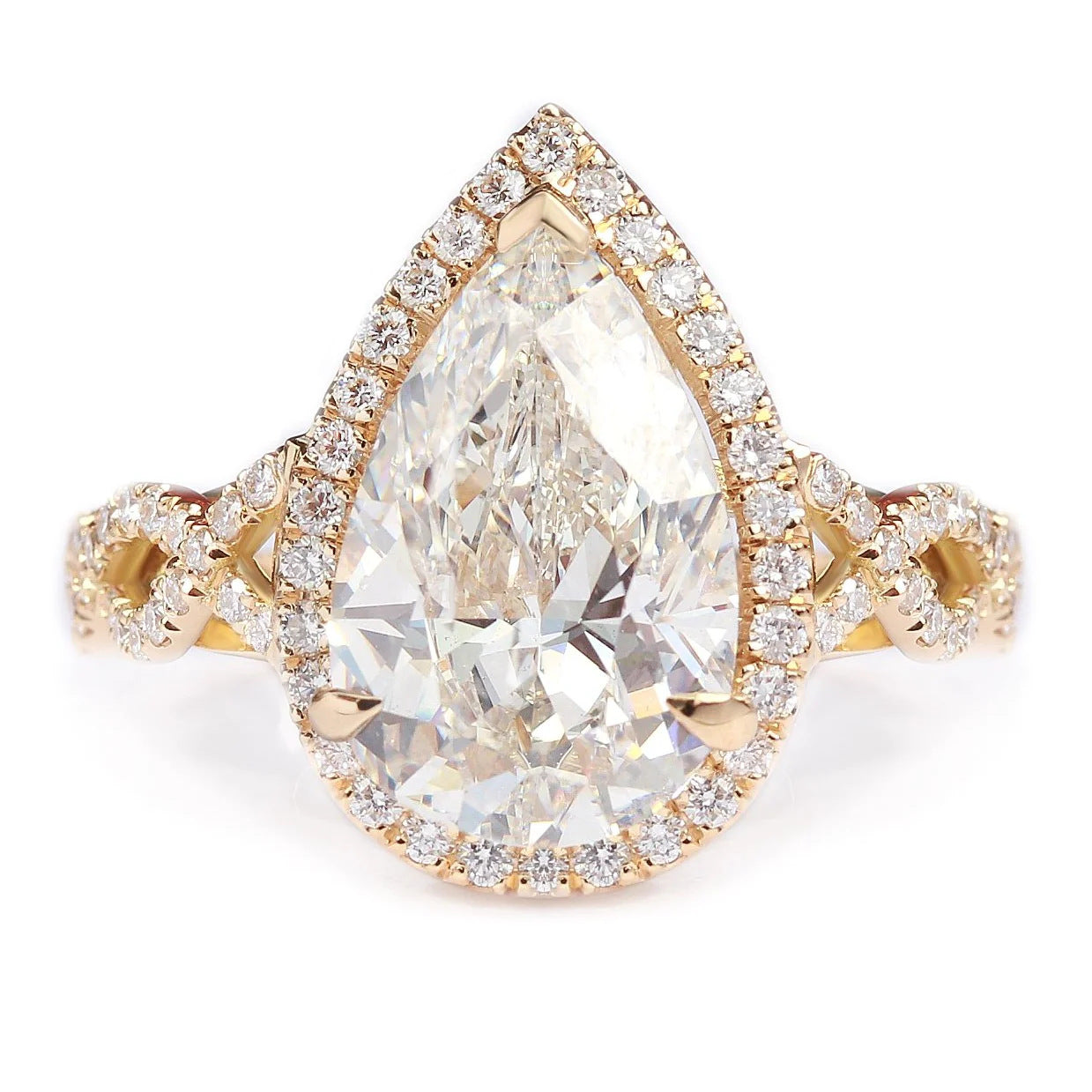 MOISSANITE ENGAGEMENT RING, PEAR CUT 3.00CT,SHOULDER SET,Synthetic diamonds,Vintage Classic