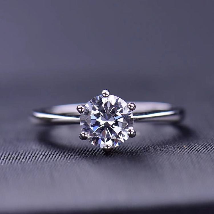 MOISSANITE ENGAGEMENT RING, Round Cut 0.50CT-1CT, Diamond Wedding Ring