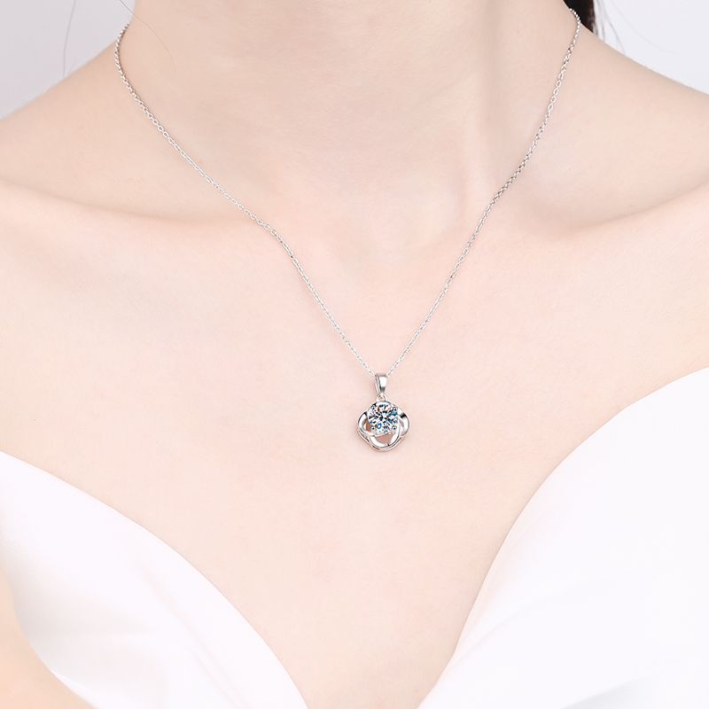 MOISSANITE  CIRCLE SHAPED PENDANT- Platinum Plated - Round Cut