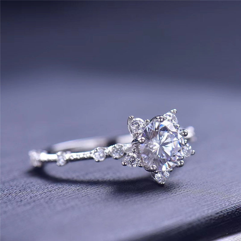 MOISSANITE ENGAGEMENT RING, Round Cut 1CT-3CT,Vintage Rose, Set Ring