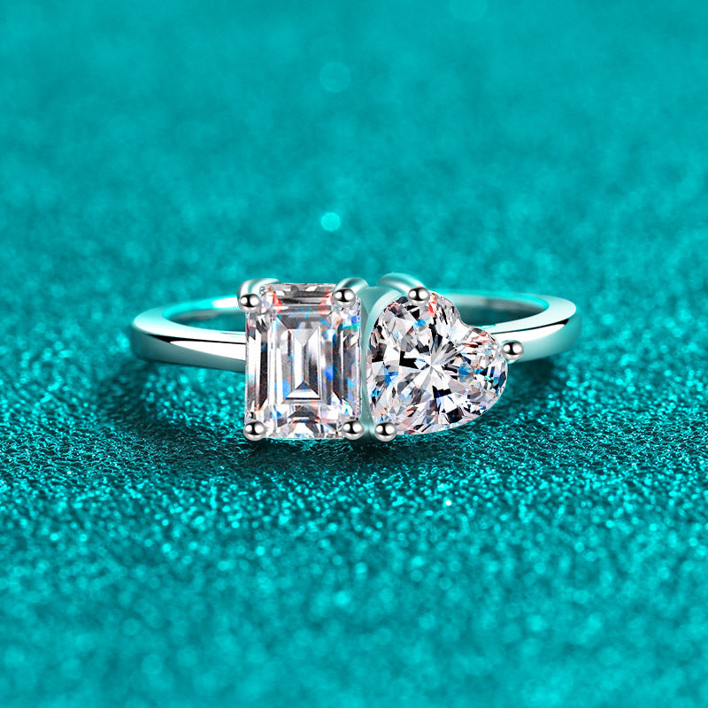 MOISSANITE ENGAGEMENT RING, Emerald Cut 2.00CT, CLASSIC FOUR CLAW SETTING,Synthetic diamonds