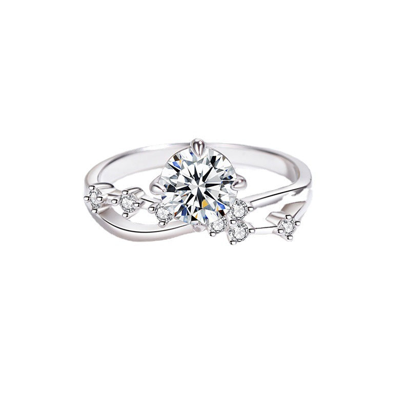 MOISSANITE ENGAGEMENT RING, ROUND CUT 1.00CT, CLASSIC FOUR CLAW SETTING,Synthetic diamonds