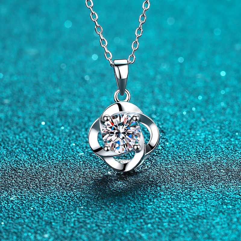 MOISSANITE  CIRCLE SHAPED PENDANT- Platinum Plated - Round Cut