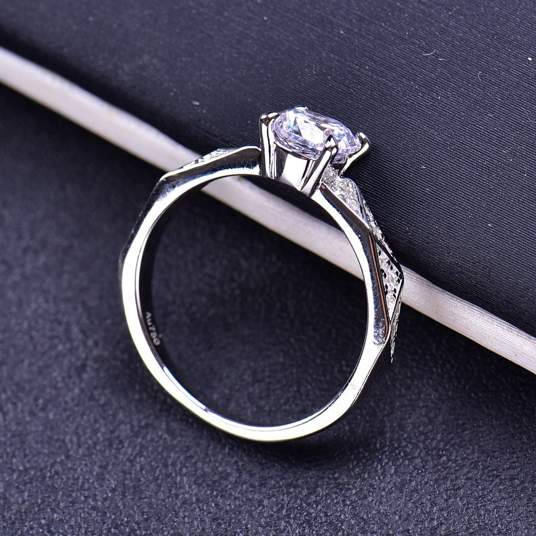 MOISSANITE ENGAGEMENT RING, ROUND CUT 1.00CT, CLASSIC FOUR CLAW SETTING,Synthetic diamonds