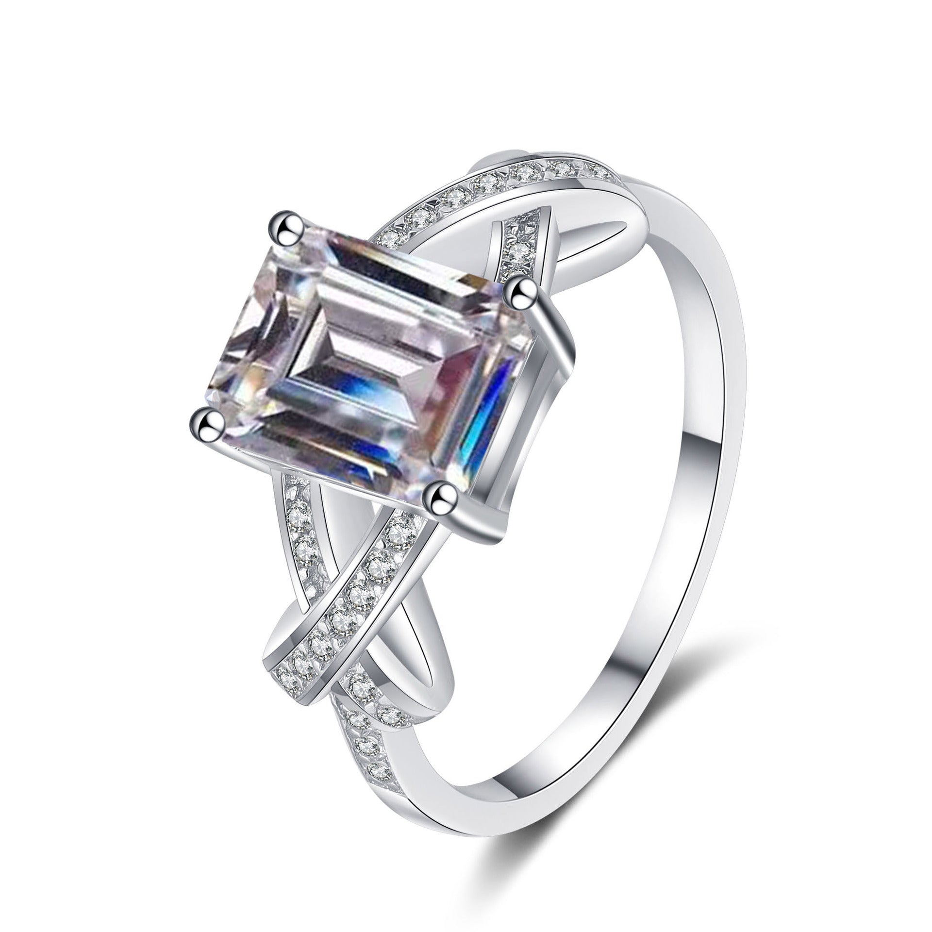 MOISSANITE ENGAGEMENT RING, Emerald Cut3CT-5CT, Wedding Ring,Claasic and Vintage