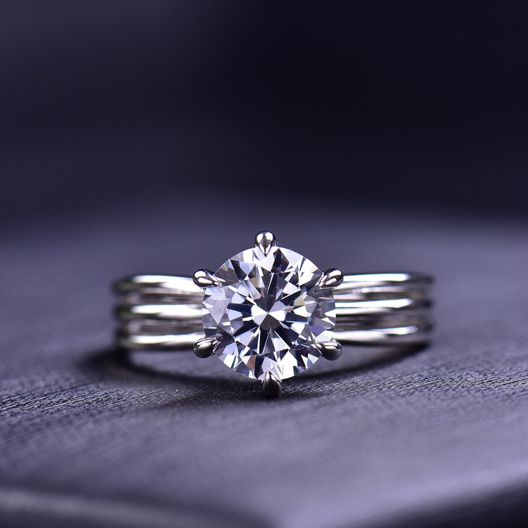 MOISSANITE ENGAGEMENT RING, ROUND CUT 2.00CT, CLASSIC FOUR CLAW SETTING,Synthetic diamonds