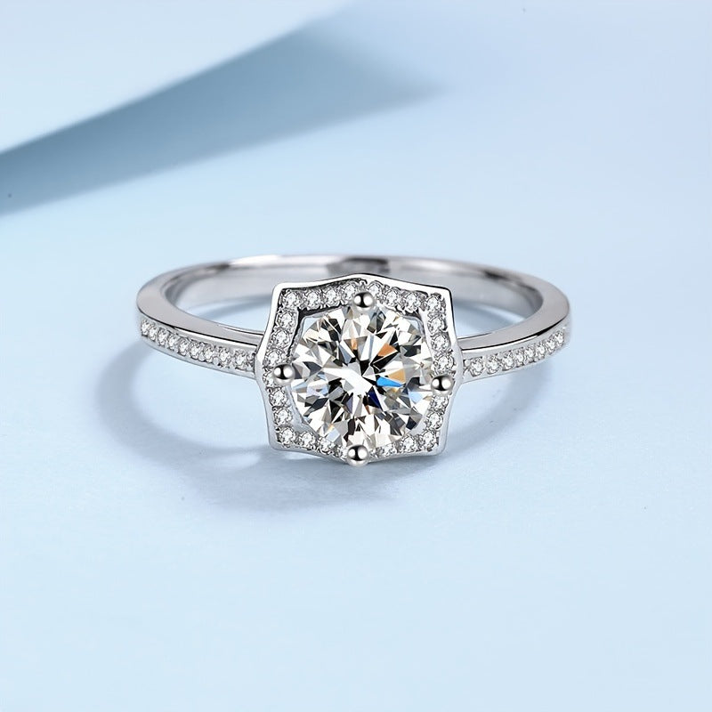 MOISSANITE ENGAGEMENT RING, ROUND CUT 1.00CT, CLASSIC FOUR CLAW SETTING,Synthetic diamonds