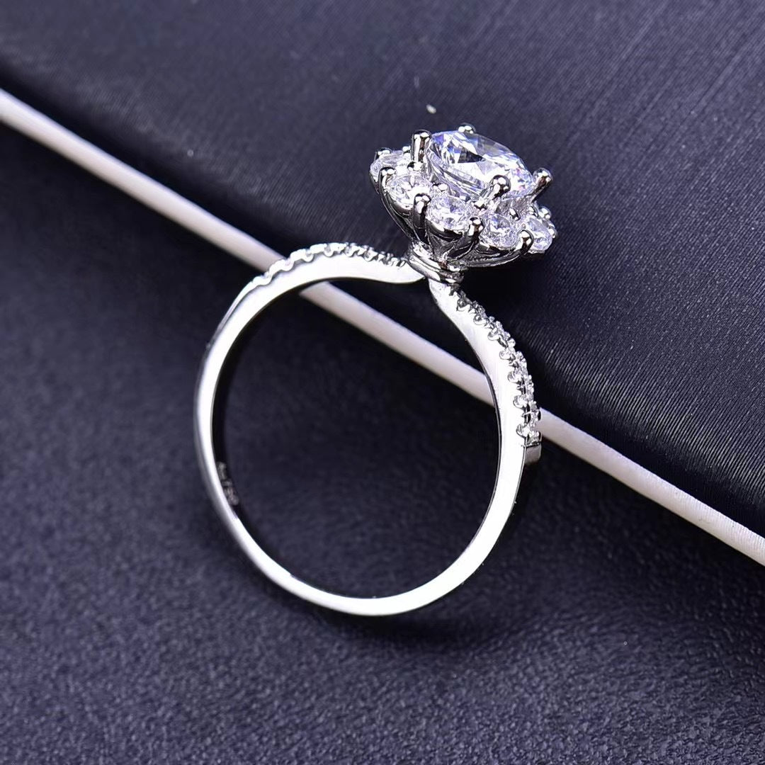 MOISSANITE ENGAGEMENT RING, Round Cut 0.50CT-1CT, Diamond Wedding Ring