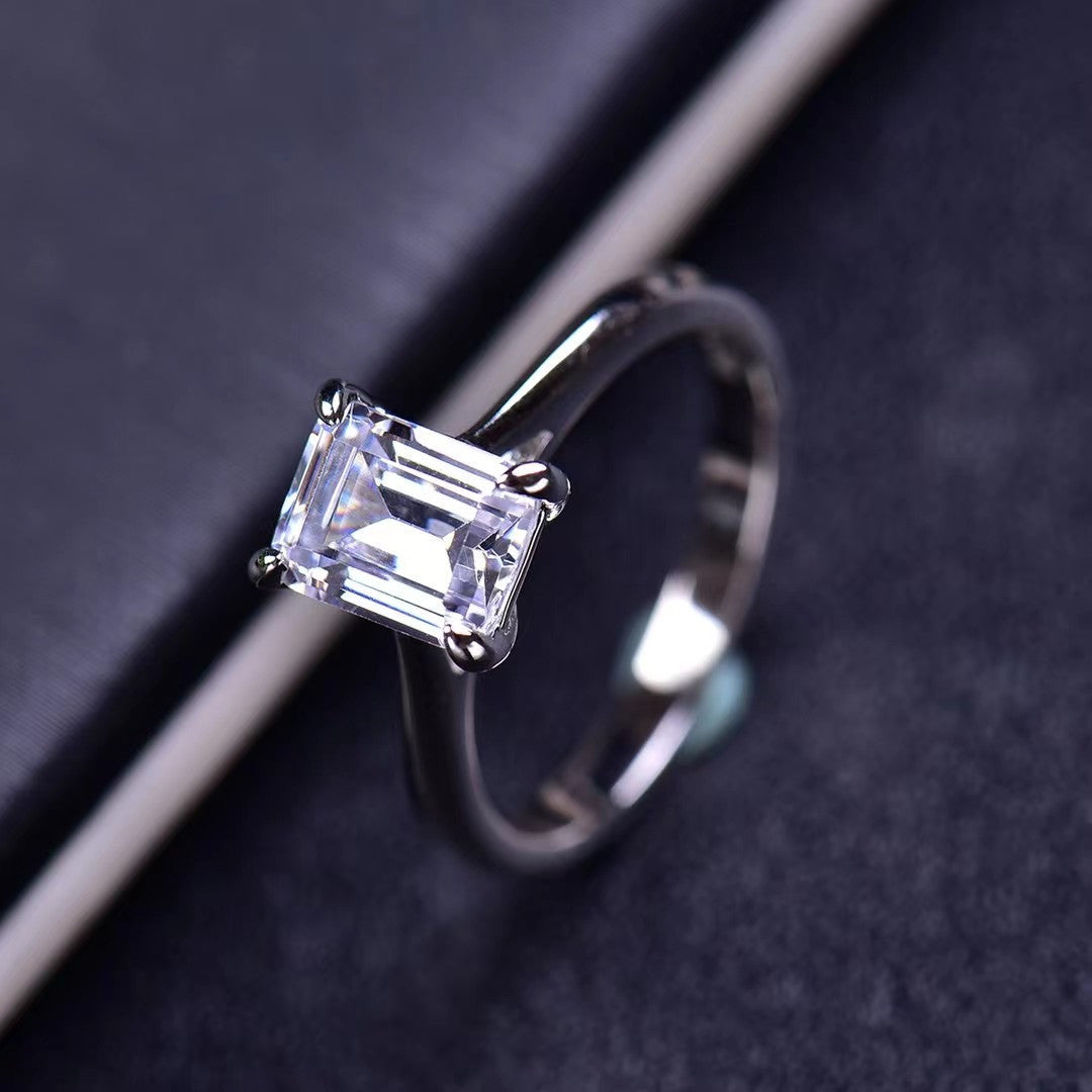 MOISSANITE ENGAGEMENT RING, Assher Cut 1.00-2.00CT,  VINTAGE STYLE BRIDAL RING SET