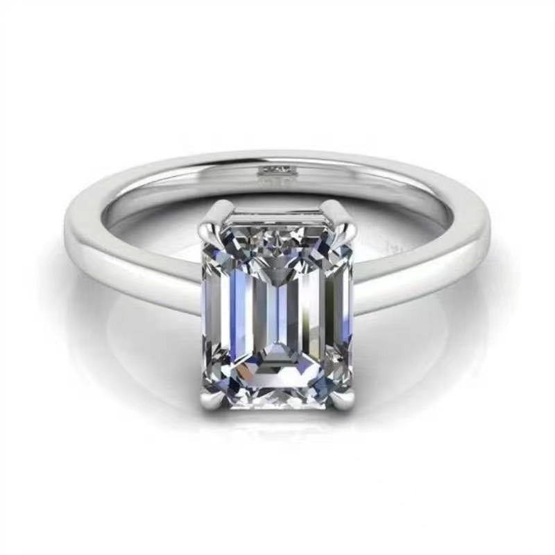 MOISSANITE ENGAGEMENT RING, Assher Cut 1.00-2.00CT,  VINTAGE STYLE BRIDAL RING SET