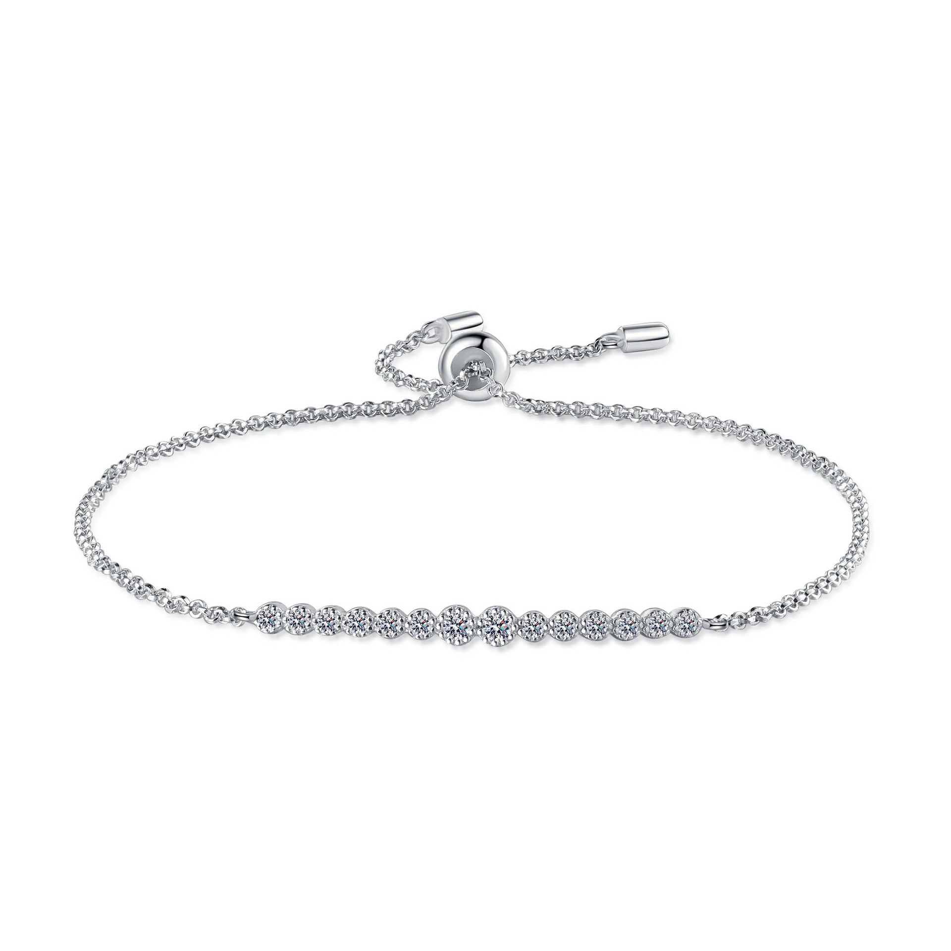 MOISSANITE Bracelet- Platinum Plated - Round Cut