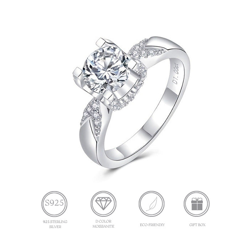 MOISSANITE ENGAGEMENT RING, ROUND CUT 1.00CT, CLASSIC FOUR CLAW SETTING,Synthetic diamonds