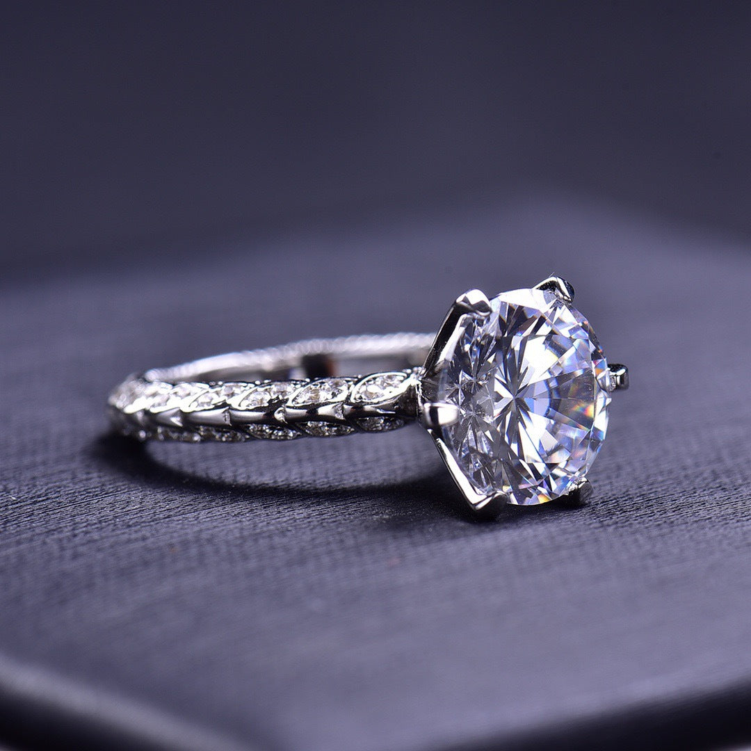 MOISSANITE ENGAGEMENT RING, ROUND CUT 5.00CT, CLASSIC FOUR CLAW SETTING,Synthetic diamonds