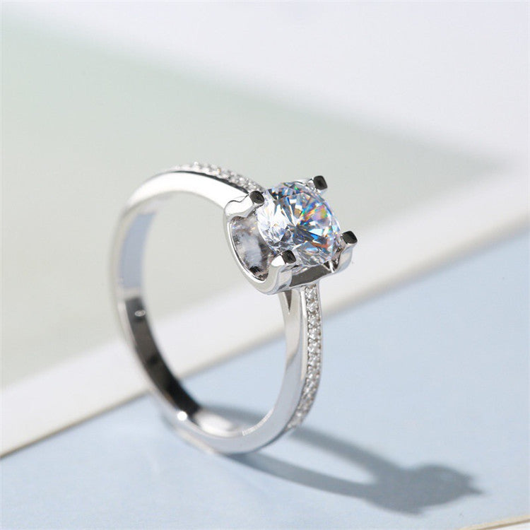 MOISSANITE ENGAGEMENT RING, ROUND CUT 1.00CT, Vintage FOUR CLAW SETTING,Synthetic diamonds