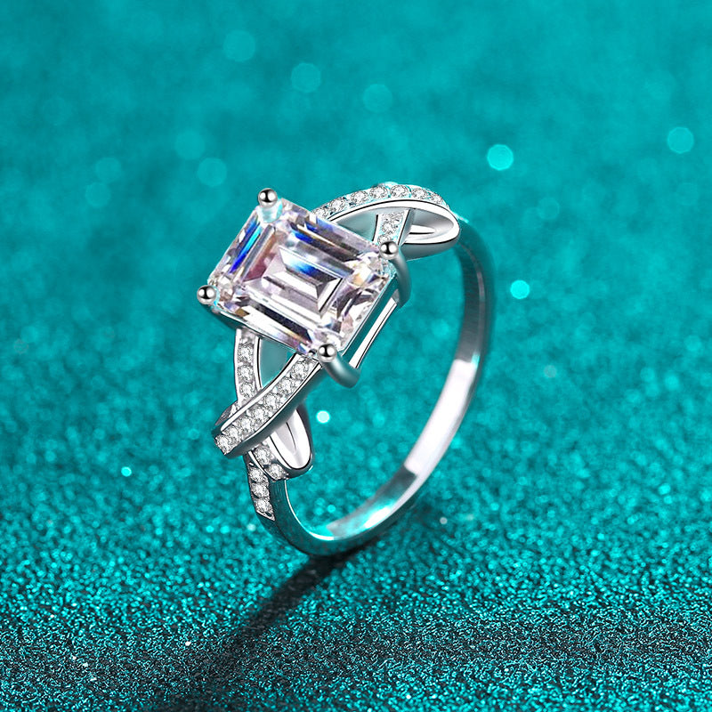 MOISSANITE ENGAGEMENT RING, Emerald Cut3CT-5CT, Wedding Ring,Claasic and Vintage