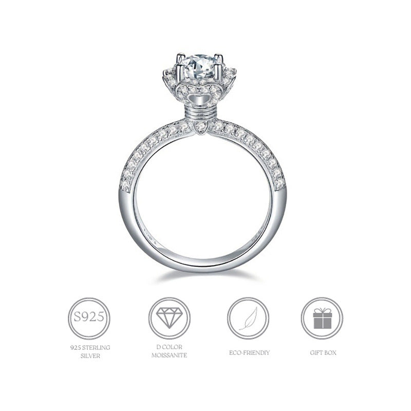 MOISSANITE ENGAGEMENT RING, ROUND CUT 1.00CT, CLASSIC FOUR CLAW SETTING,Synthetic diamonds