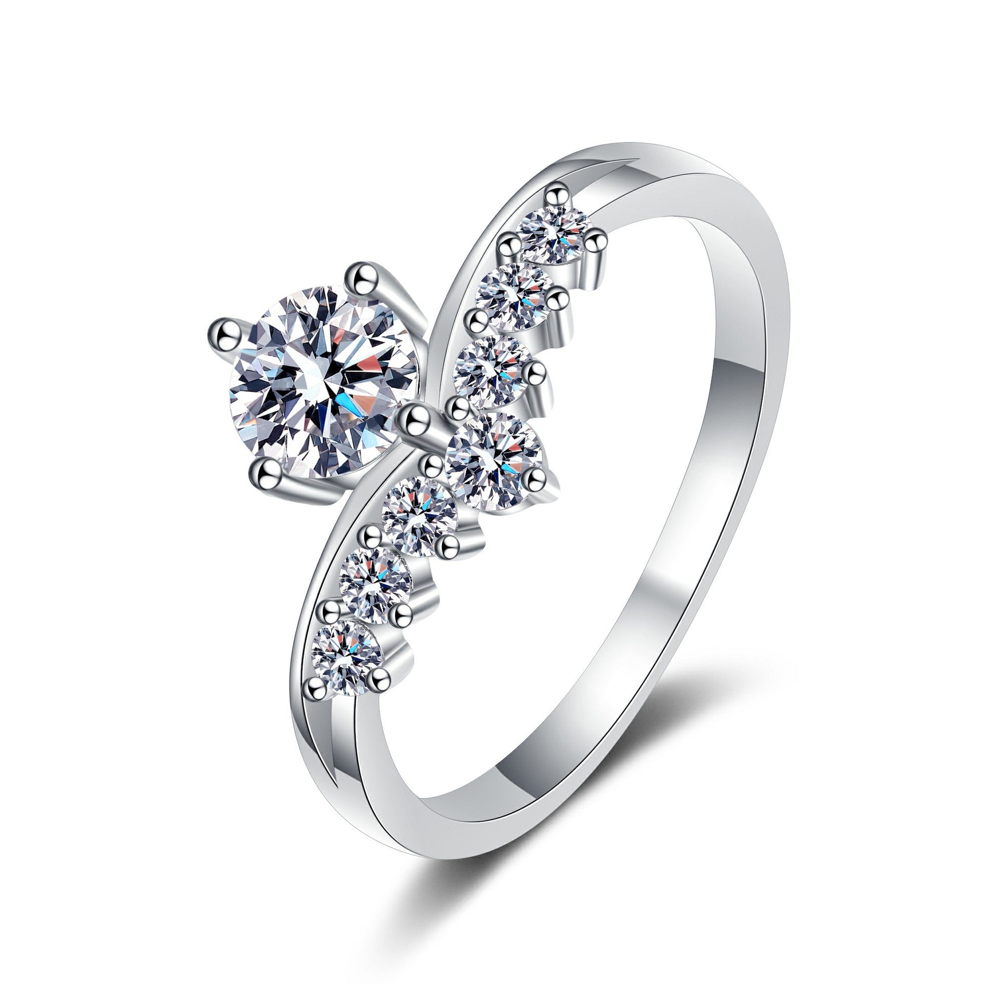 MOISSANITE ENGAGEMENT RING, Round Cut 0.50CT, Diamond Wedding Ring,Crown Princess Ring