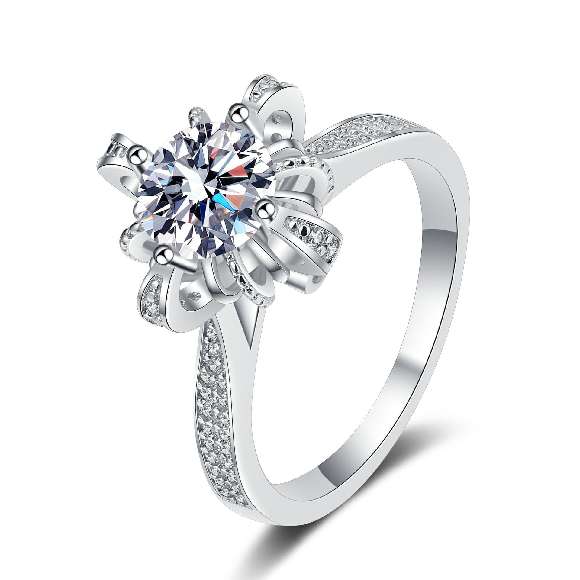 MOISSANITE ENGAGEMENT RING, ROUND CUT 1.00CT, Vintage FOUR CLAW SETTING,Synthetic diamonds