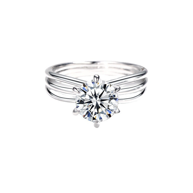 MOISSANITE ENGAGEMENT RING, ROUND CUT 2.00CT, CLASSIC FOUR CLAW SETTING,Synthetic diamonds