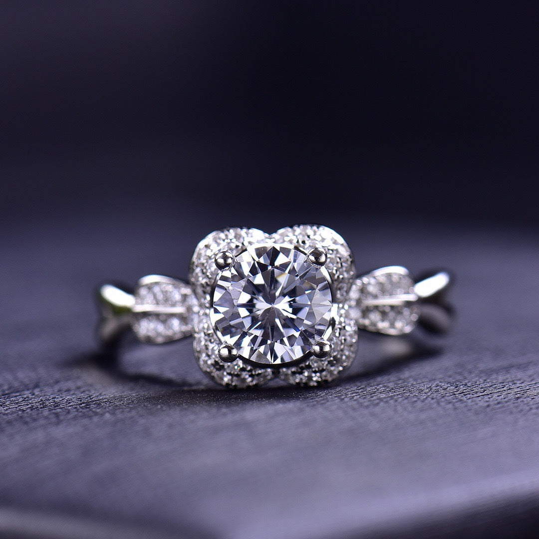 MOISSANITE ENGAGEMENT RING, ROUND CUT 1.00CT, CLASSIC FOUR CLAW SETTING,Synthetic diamonds