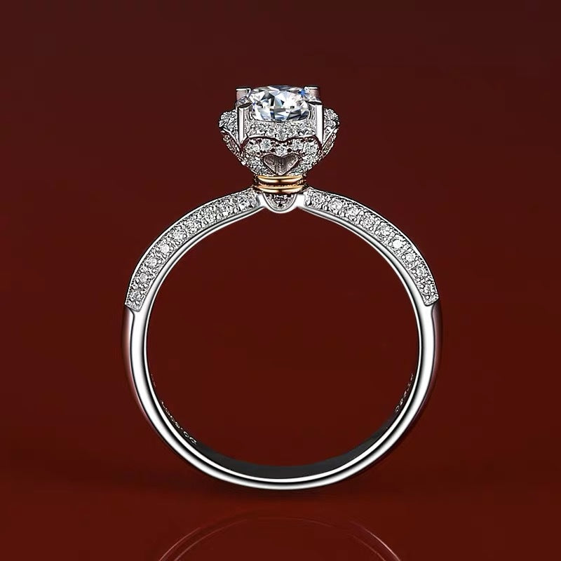 MOISSANITE ENGAGEMENT RING, ROUND CUT 1.00CT, CLASSIC FOUR CLAW SETTING,Synthetic diamonds