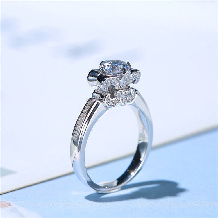 MOISSANITE ENGAGEMENT RING, Round Cut 0.50CT-1CT, Diamond Wedding Ring