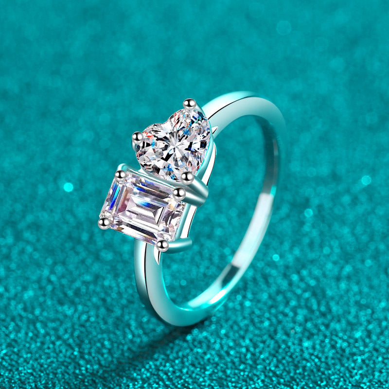 MOISSANITE ENGAGEMENT RING, Emerald Cut 2.00CT, CLASSIC FOUR CLAW SETTING,Synthetic diamonds