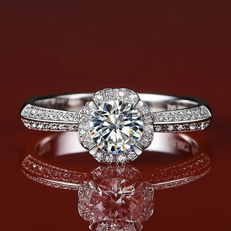 MOISSANITE ENGAGEMENT RING, ROUND CUT 1.00CT, CLASSIC FOUR CLAW SETTING,Synthetic diamonds