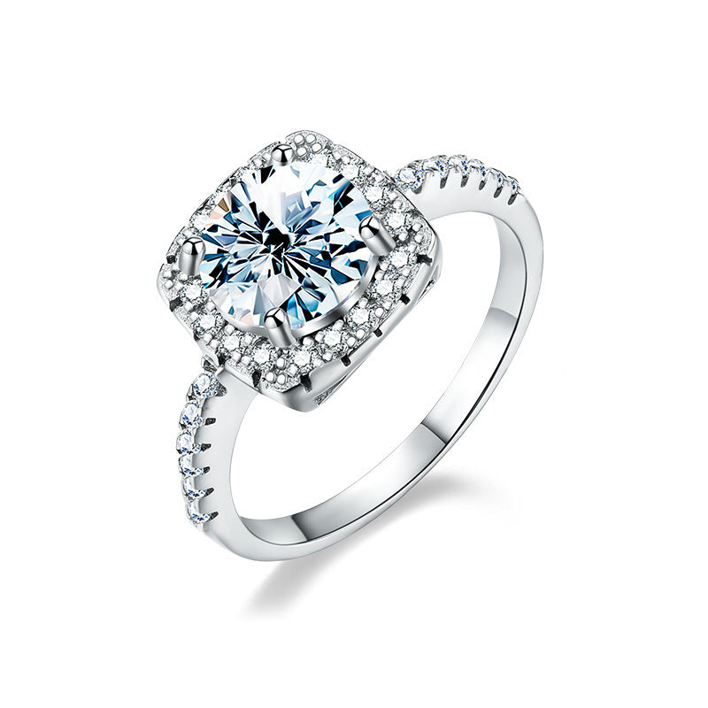 MOISSANITE ENGAGEMENT RING,Cushion Cut 0.50CT-2.00CT, HIDDEN HALO,Synthetic diamonds