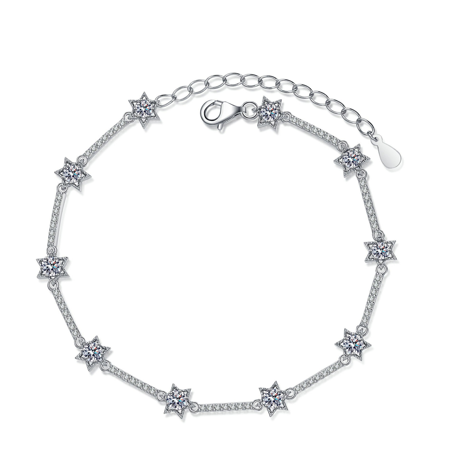 MOISSANITE Bracelet- Platinum Plated - Round Cut