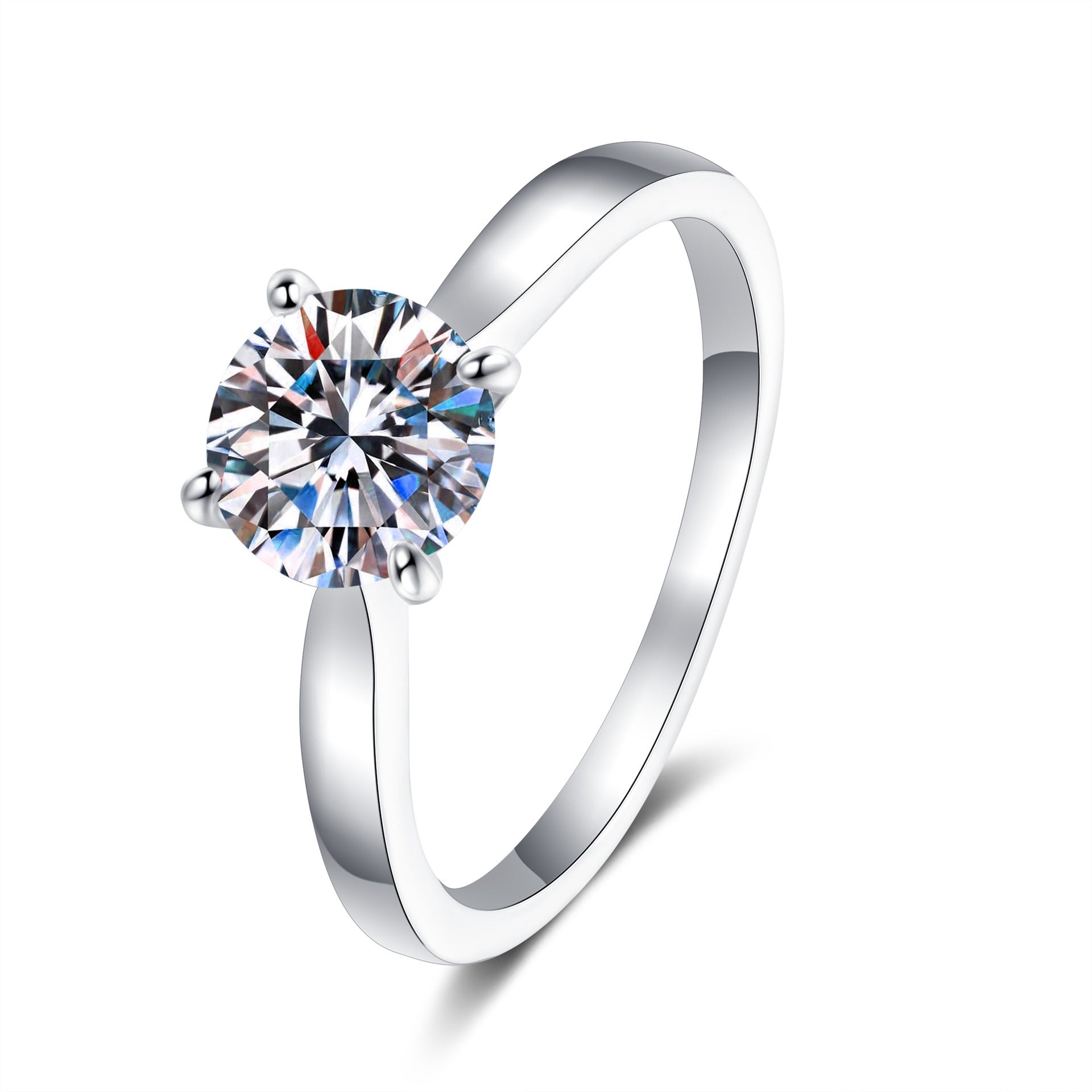 MOISSANITE ENGAGEMENT RING, ROUND CUT 1.00CT, CLASSIC FOUR CLAW SETTING,Synthetic diamonds