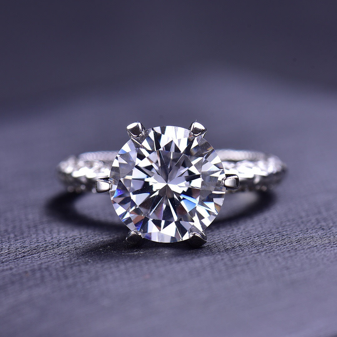 MOISSANITE ENGAGEMENT RING, ROUND CUT 5.00CT, CLASSIC FOUR CLAW SETTING,Synthetic diamonds